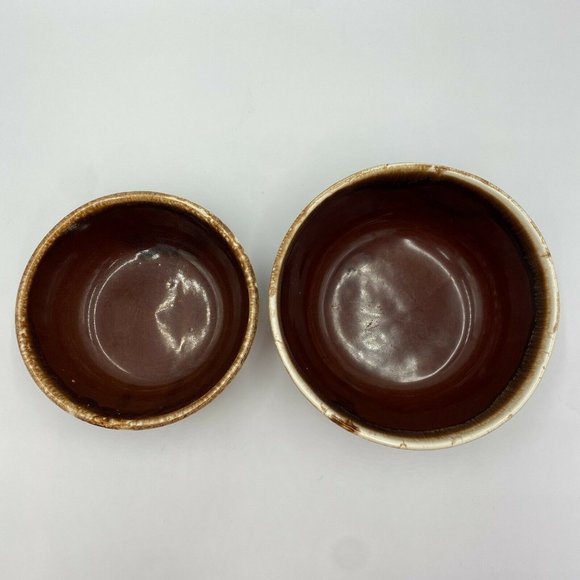Vintage Brown Drip Glaze Bowl, One large one medium sized, Made in USA, set of 2 - Picture 2 of 11